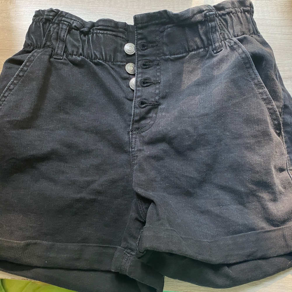 black button fly jean shorts